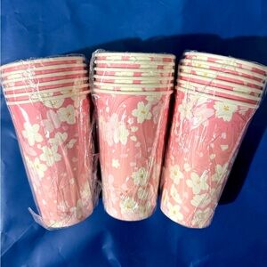 NWT 🌸Japan Cherry Blossom Paper Cups (18 count) Capacity 500ml/16.9 fluid oz